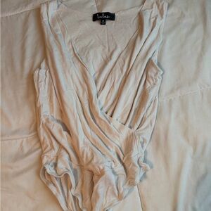 Lulu's Cream Sleeveless Wrap Bodysuit